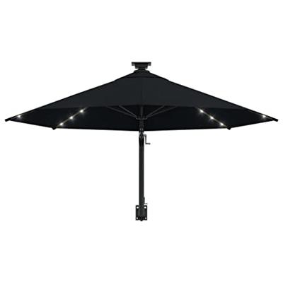 Wandparasol met LED's 300 cm zwart