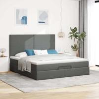Ottoman bed met matras 160x200cm stof donkergrijs - thumbnail