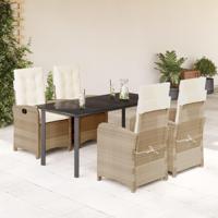 5-delige Tuinset met kussens poly rattan beige - thumbnail