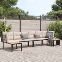 4-delige Loungeset met kussens gepoedercoat staal zwart - thumbnail