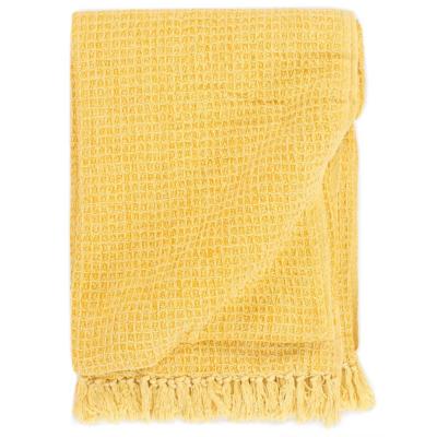 VidaXL Plaid 125x150 cm katoen mosterdgeel