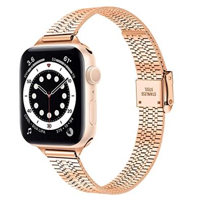 Stainless steel slim fit bandje - Champagne goud - Geschikt voor Apple Watch 38mm / 40mm / 41mm / 42mm Stainless steel slim fit bandje - Champagne goud - Geschikt voor Apple Watch 38mm / 40mm / 41mm / 42mm