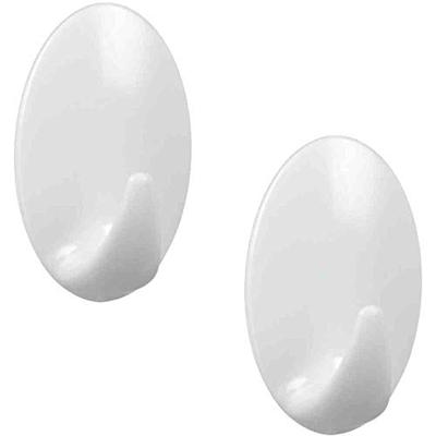 Metaltex ovalen plakhaken 2 stuks wit