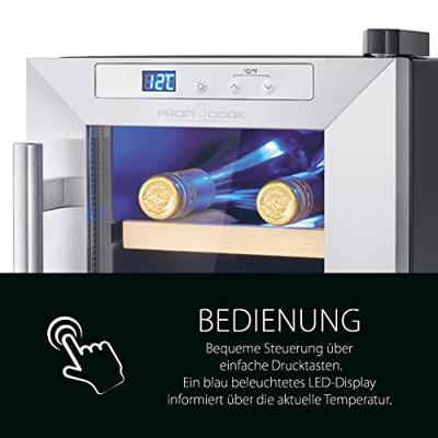 Profi Cook PC-WK 1231 Glaskoelkast 17 l Energielabel: G (A - G) Staand apparaat Inox, Zwart