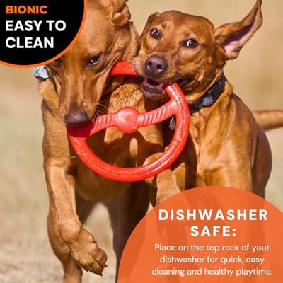 Hondenspeelgoed - BIONIC - Toss-N-Tug Ring - Alle hondenmaten - Ultraduurzaam rubber - Lood-, BPA- en ftalaatvrij
