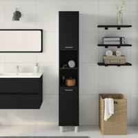 Badkamerkast Zwart Eiken 30 x 30 x 179 cm Bewerkt hout - thumbnail