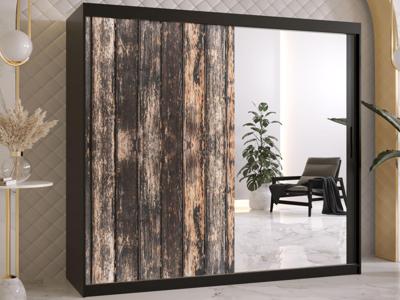 Kledingkast TODY 2 schuifdeuren 200 cm mat zwart met spiegel Kledingkast TODY 2 schuifdeuren 200 cm mat zwart met spiegel