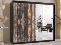 Kledingkast TODY 2 schuifdeuren 200 cm mat zwart met spiegel - thumbnail