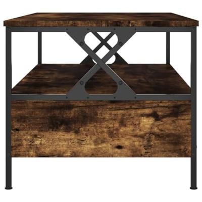 Salontafel 100x51x45 cm bewerkt hout gerookt eikenkleurig Salontafel 100x51x45 cm bewerkt hout gerookt eikenkleurig