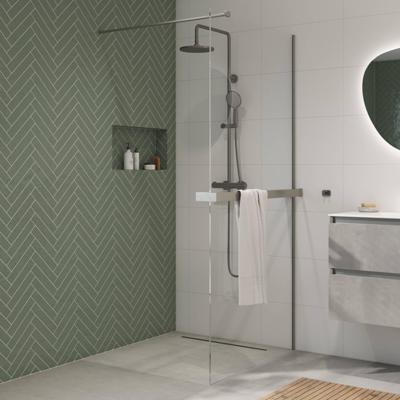 Saqu Modulo inloopdouche incl. antikalk 120x210cm met handdoekhouder gunmetal