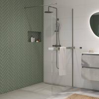 Saqu Modulo inloopdouche incl. antikalk 120x210cm met handdoekhouder gunmetal - thumbnail