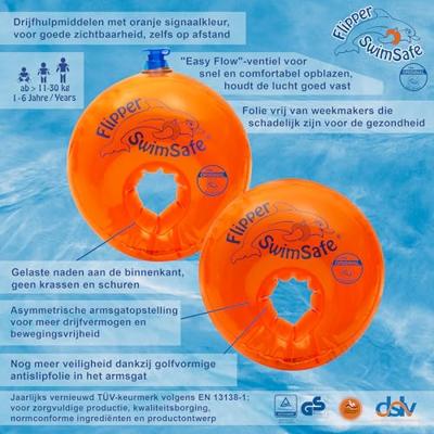 Swimsafe zwemmouwtjes flipper oranje 2 stuks - thumbnail
