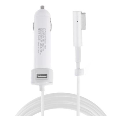 45W 5.1 V 2.1 A USB interface autolader met 14.5 V 3.1 A L MagSafe interface data kabel (wit)