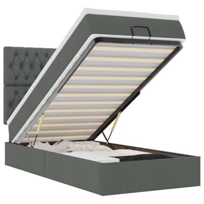 Ottoman bed met matras en LED's 100x200cm stof donkergrijs