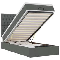 Ottoman bed met matras en LED's 100x200cm stof donkergrijs - thumbnail