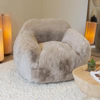 By-Boo Fauteuil 'Hug' Fluffy, kleur Taupe - thumbnail
