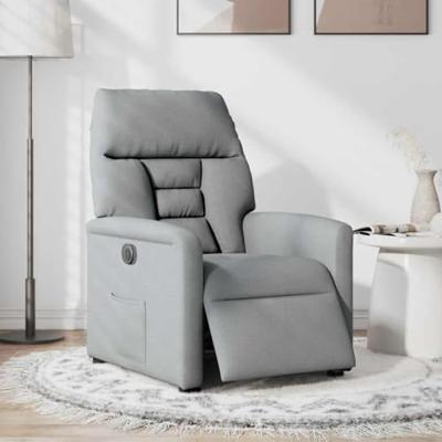 Fauteuil elektrisch verstelbaar stof lichtgrijs