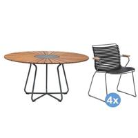 Houe Circle tuinset 150 tafel + 4 stoelen (armchair) - thumbnail