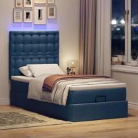 Ottoman bed met matras en LED's 180x200cm stof blauw - thumbnail