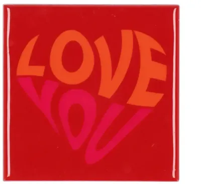 Daan Kromhout Design tegeltje keramiek love you 10x10cm red