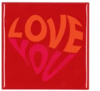 Daan Kromhout Design tegeltje keramiek love you 10x10cm red - thumbnail