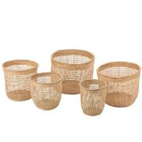 J-Line - Set Van 5 Manden Oasis Zeegras Licht Naturel - 40x40x32cm - thumbnail