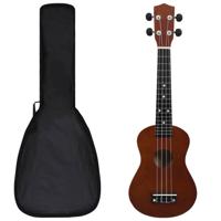 Ukuleleset met tas voor kinderen sopraan 23'' donkerhoutkleurig - thumbnail