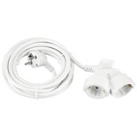 Verlengsnoer wit 5 meter 2 stopcontacten haakse stekker kinderveilig 3x1.5mm² - thumbnail