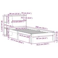 Bed met boekenkast zonder matras massief grenenhout 90x200 cm - thumbnail