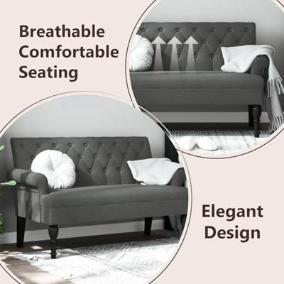 Bankje met rugleuning 120x62x75,5 cm stof donkergrijs