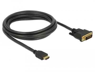 Delock 85654 HDMI-kabel HDMI / DVI Aansluitkabel HDMI-A-stekker, DVI-D 24+1-polige stekker 2 m Zwart Afgeschermd (drievoudig), Vergulde steekcontacten