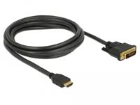 Delock 85654 HDMI-kabel HDMI / DVI Aansluitkabel HDMI-A-stekker, DVI-D 24+1-polige stekker 2 m Zwart Afgeschermd (drievoudig), Vergulde steekcontacten - thumbnail