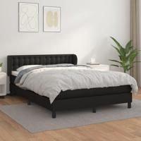 Boxspring met matras kunstleer zwart 140x190 cm - thumbnail