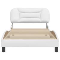 Bedframe met hoofdbord kunstleer wit 100x200 cm - thumbnail