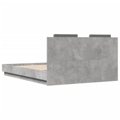 Bedframe met hoofdeinde bewerkt hout betongrijs 140x200 cm