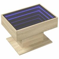 Salontafel met LED 70x50x45 cm bewerkt hout sonoma eikenkleurig - thumbnail