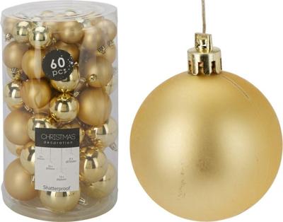 60 onbreekbare kerstballen goud