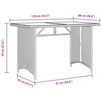 Tuintafel met glazen blad 110x68x70 cm poly rattan zwart - thumbnail