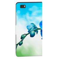 Huawei Ascend P8 Lite Hoesje Orchidee Blauw - Cadeau voor je Moeder | Portemonnee hoesje - thumbnail