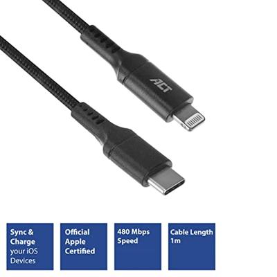 ACT USB-C naar Lightning 1m zwart