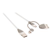 3-in-1 Data en Oplaadkabel USB A Male - Micro-B Male 1.00 m Wit - thumbnail