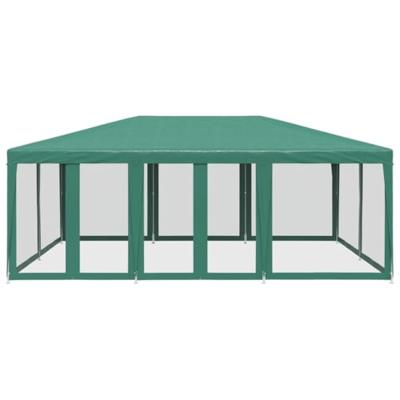 Partytent met 10 mesh zijwanden 6x4 m HDPE groen