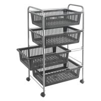 Metaltex Superjumbo Opbergkar 4 Manden 46x35x78 cm Zilver/Zwart - thumbnail