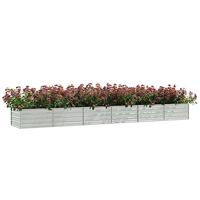 Plantenbak verhoogd 480x80x45 cm gegalvaniseerd staal zilver - thumbnail