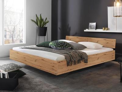 Bed IXANA 180x200 cm artisan eik met hoofdeinde met lattenbodem