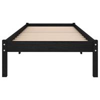Bedframe massief grenenhout zwart 100x200 cm - thumbnail