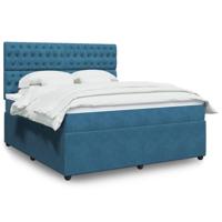 Boxspring met matras fluweel donkerblauw 180x200 cm - thumbnail