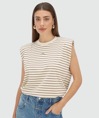 Josh V Sue Jv-2508-1101 T-shirt Korte Mouw 583 Creme White Dark Brown