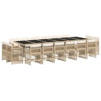 17-delige Tuinset met kussens poly rattan beige - thumbnail