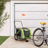 Hondenfietstrailer oxford stof en ijzer groen en grijs - thumbnail
